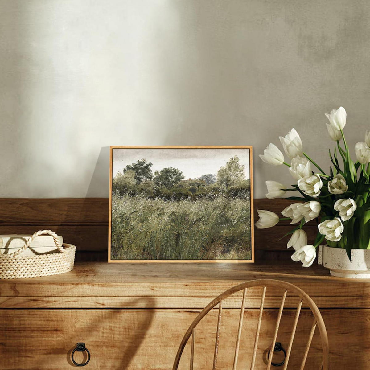 LEINWANDBILD mit Rahmen Holz 20 x 25 cm Natur Grün Landschaft - Grün, Holz (20/0.5cm)