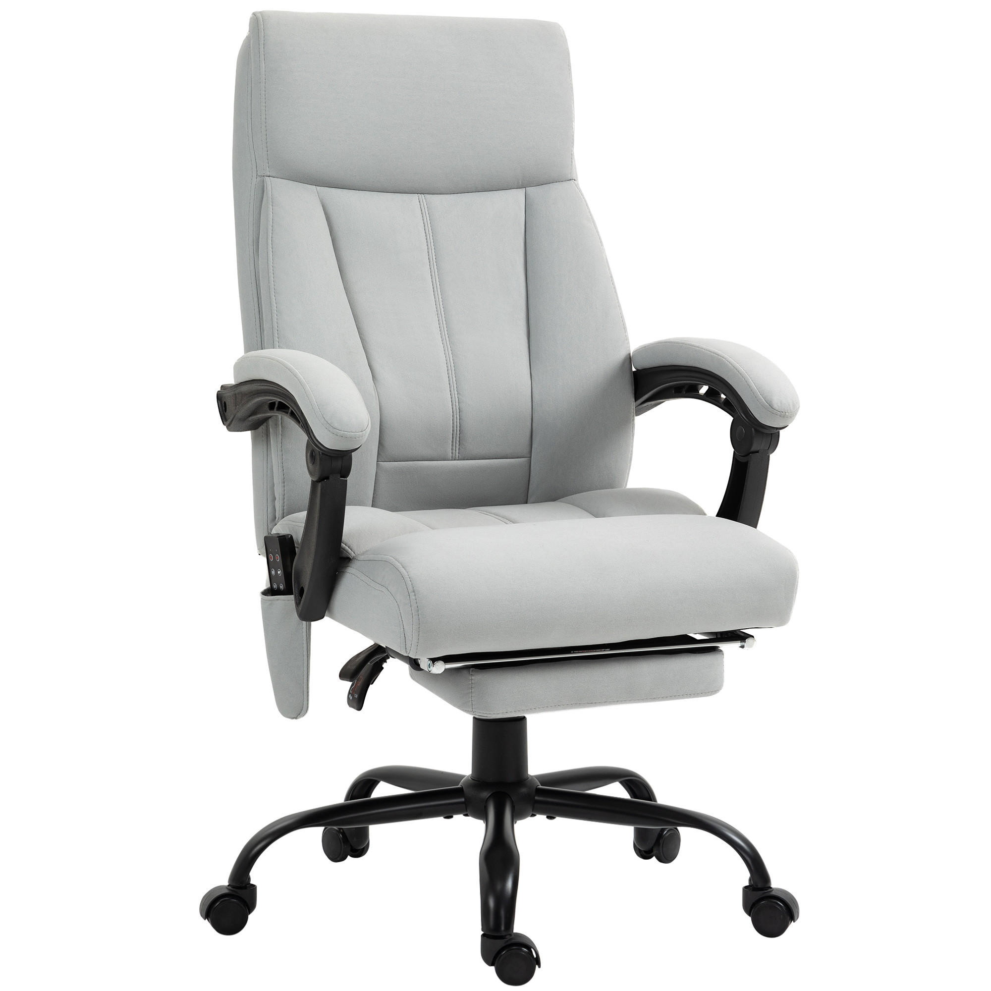 BÜROSTUHL mit Vibrationsmassage, Ergonomisch Schreibtischstuhl mit Liegefunktion - Hellgrau, Kunststoff (74/119/65cm) - Vinsetto