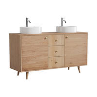 DOPPELWASCHTISCH - 145 cmcm x 50.5 cmcm - Holz, Platte - Naturfarben Hell - ZARENO - Naturfarben, Holz (145/80/50.5cm) - Vente-Unique