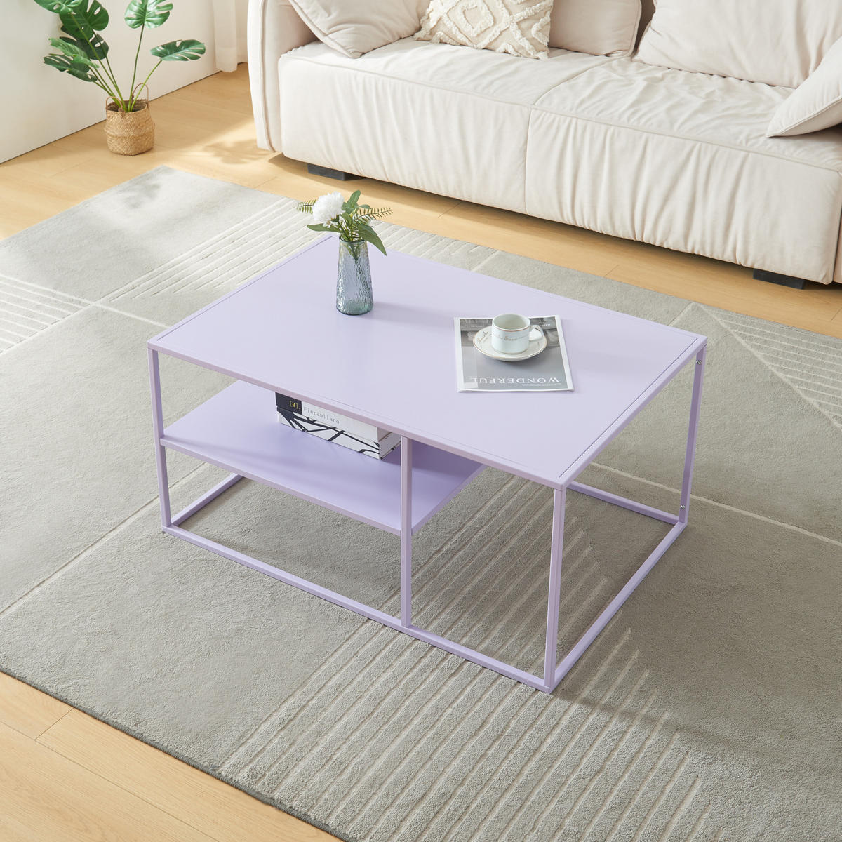 COUCHTISCH Solund 45/90/60 cm - Lila, Metall (60/90/45cm) - [en.casa]