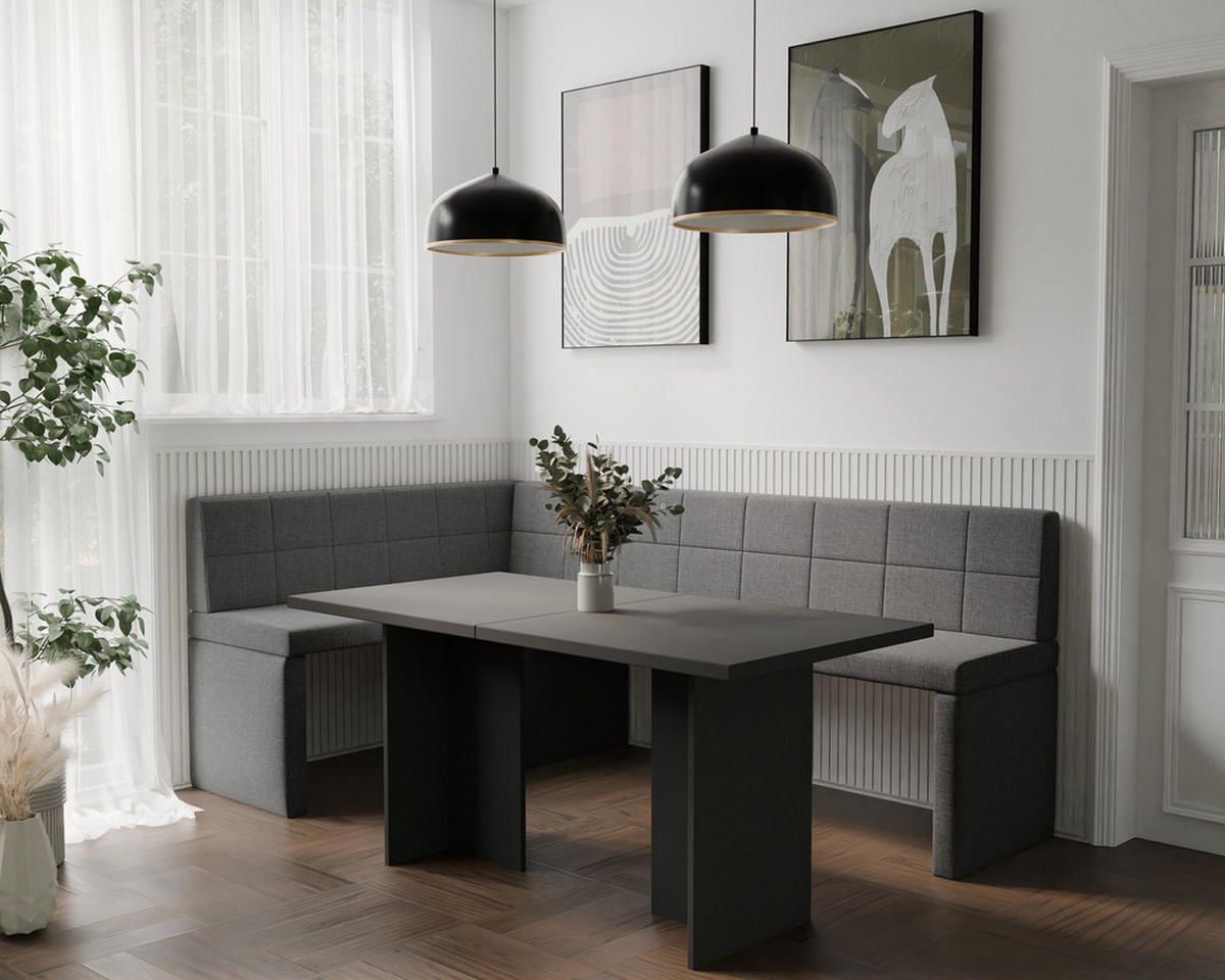 ECKBANK links MELVIN Webstoff, 128/168 cm Dunkelgrau - Dunkelgrau, Holz/Textil (128/168cm) - Idohome