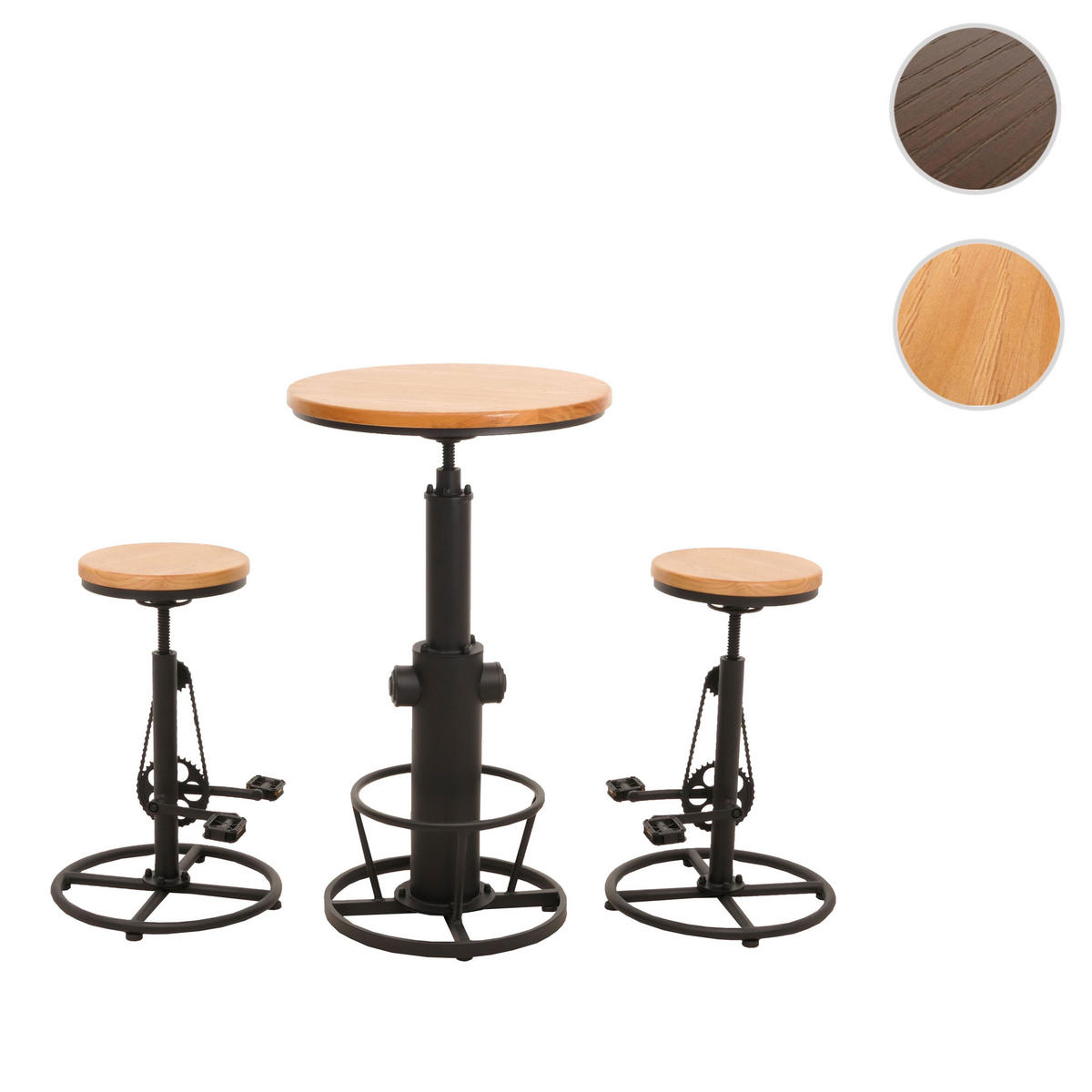 SET BARSKA MIZA + BARSKI STOLI okrogli Bež 3-delni set - bež, les (61/123/61cm) - MCW