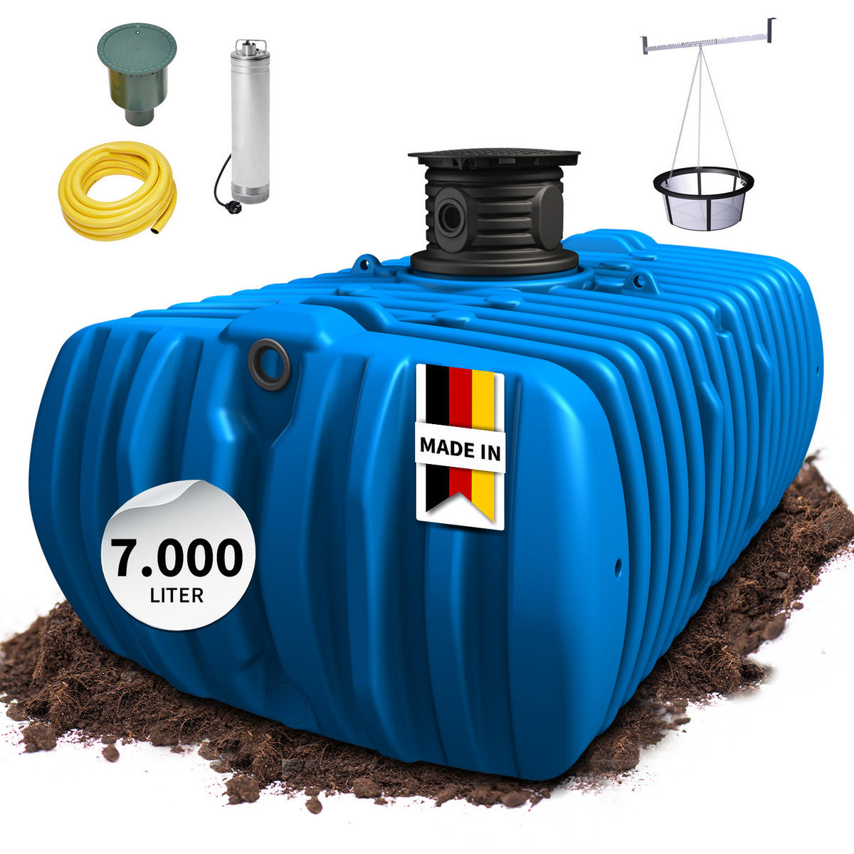 XL Flachtank-Paket 7000 L Garten-Comfort - Blau, Kunststoff (210/134/330cm) - 4rain