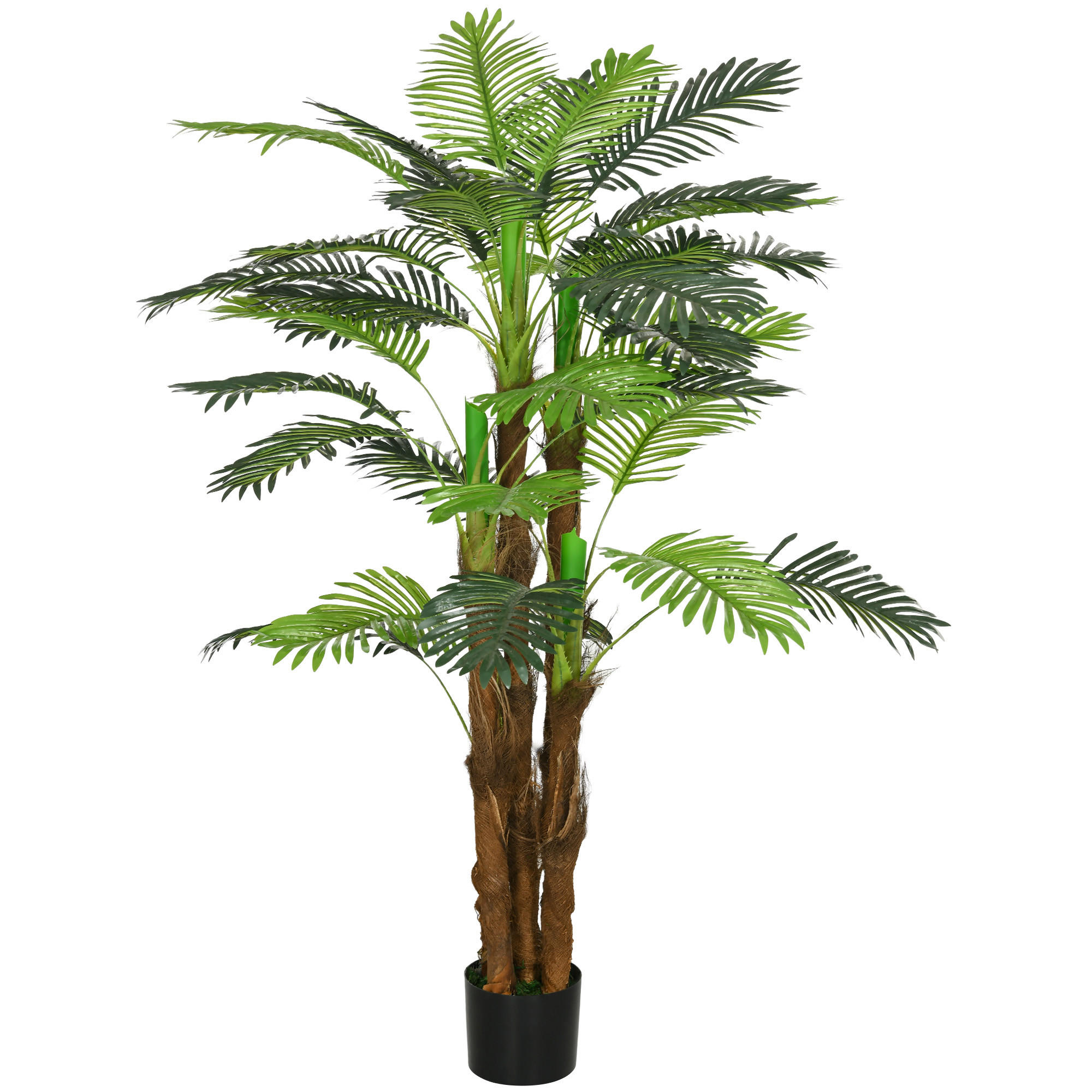 KÜNSTLICHE Palme, 1,6 m hoch, realistische Äste, dekorative Kunststoffpflanze mit Topf, braun und grün - Grün, Kunststoff (160cm) - FORIOUS