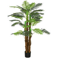 KÜNSTLICHE Palme, 1,6 m hoch, realistische Äste, dekorative Kunststoffpflanze mit Topf, braun und grün - Grün, Kunststoff (160cm) - FORIOUS