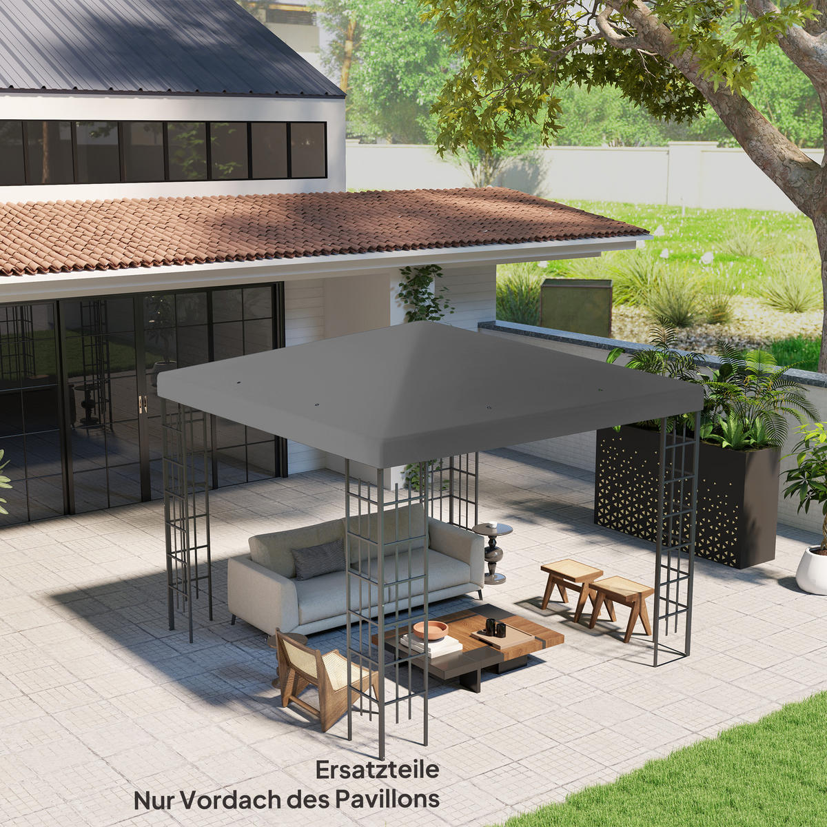 ERSATZDACH für Pavillon 3 x 3 m - Dunkelgrau, Kunststoff (298/1/298cm) - Outsunny