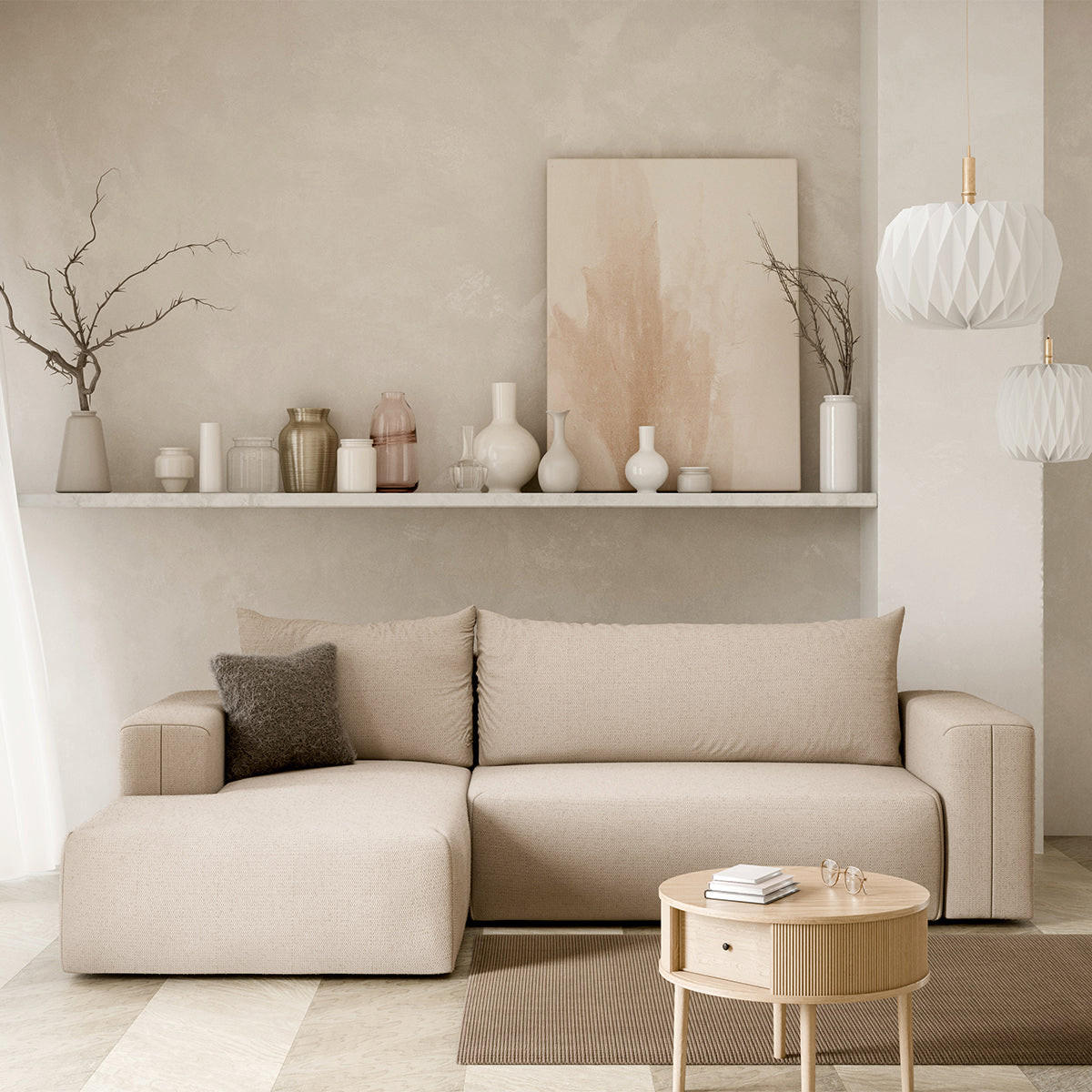 ECKSOFA Bliss 3 Sitzplätze Beige - Beige, Holz (268/163cm) - Petits-meubles