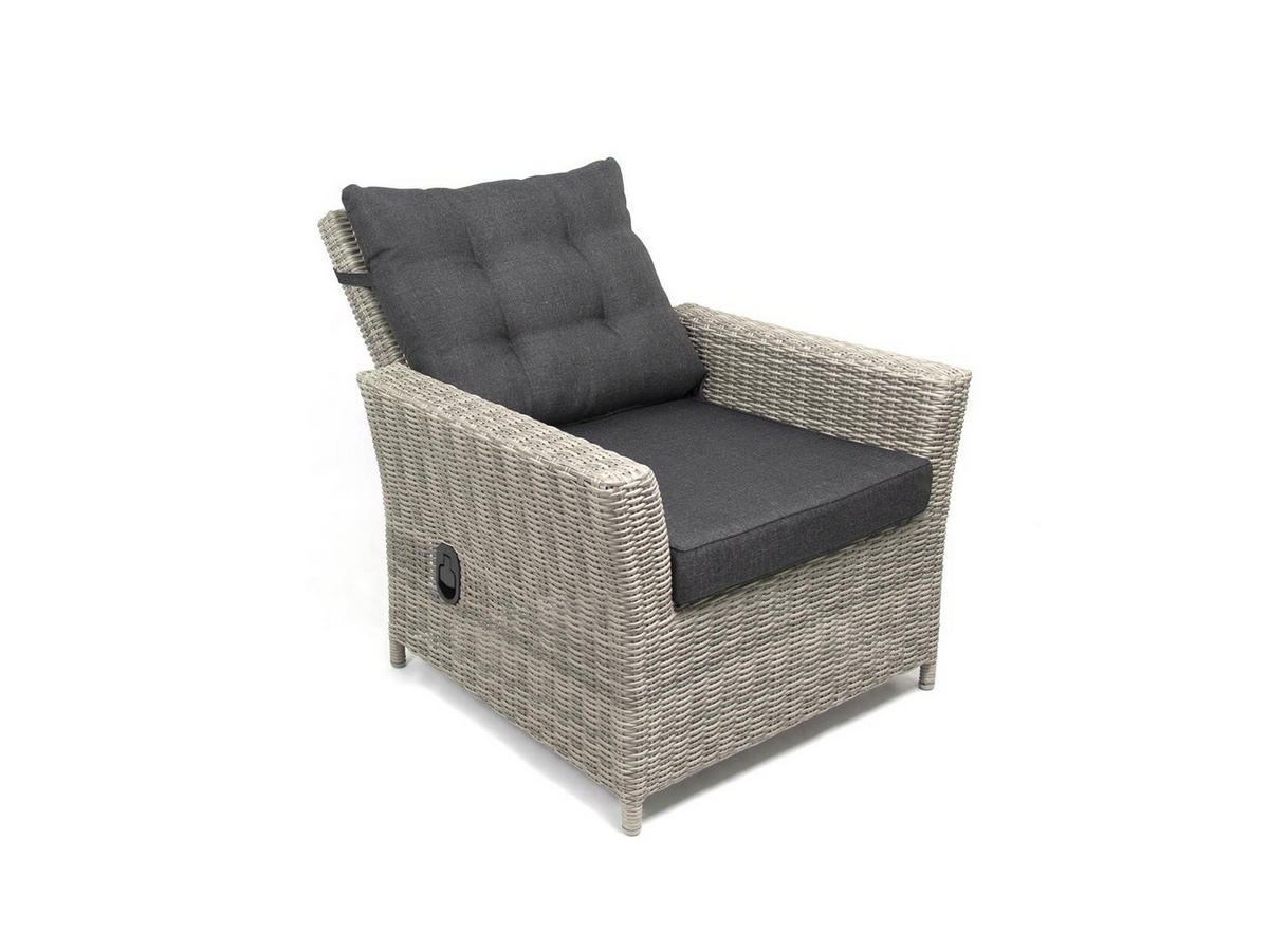 GARTEN-SITZGRUPPE Asti Grau Polyrattan für 7 Personen - Grau, Naturmaterialien - Green Spirit