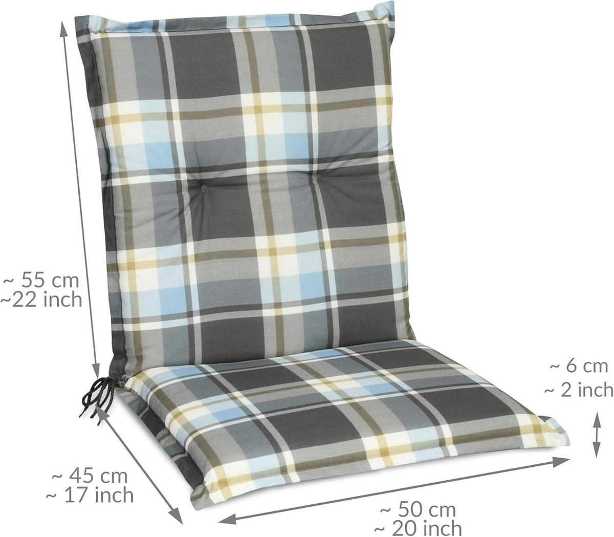 NIEDERLEHNERAUFLAGE Sunny BK 100x50x6cm Blau Kariert (2tlg) - Blau, Textil (50/6/100cm) - Beautissu 