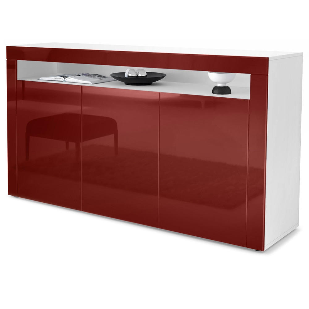 SIDEBOARD Valencia Bordeaux Hochglanz / Bordeaux Hochglanz - Bordeaux, Holzwerkstoff (155/92/40cm) - Vladon