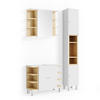 BADMÖBEL-SET Aquis Weiß 3 Teile, mit Hochschrank - Weiß/Sonoma Eiche, Holzwerkstoff (79.6/64/32cm) - Vicco