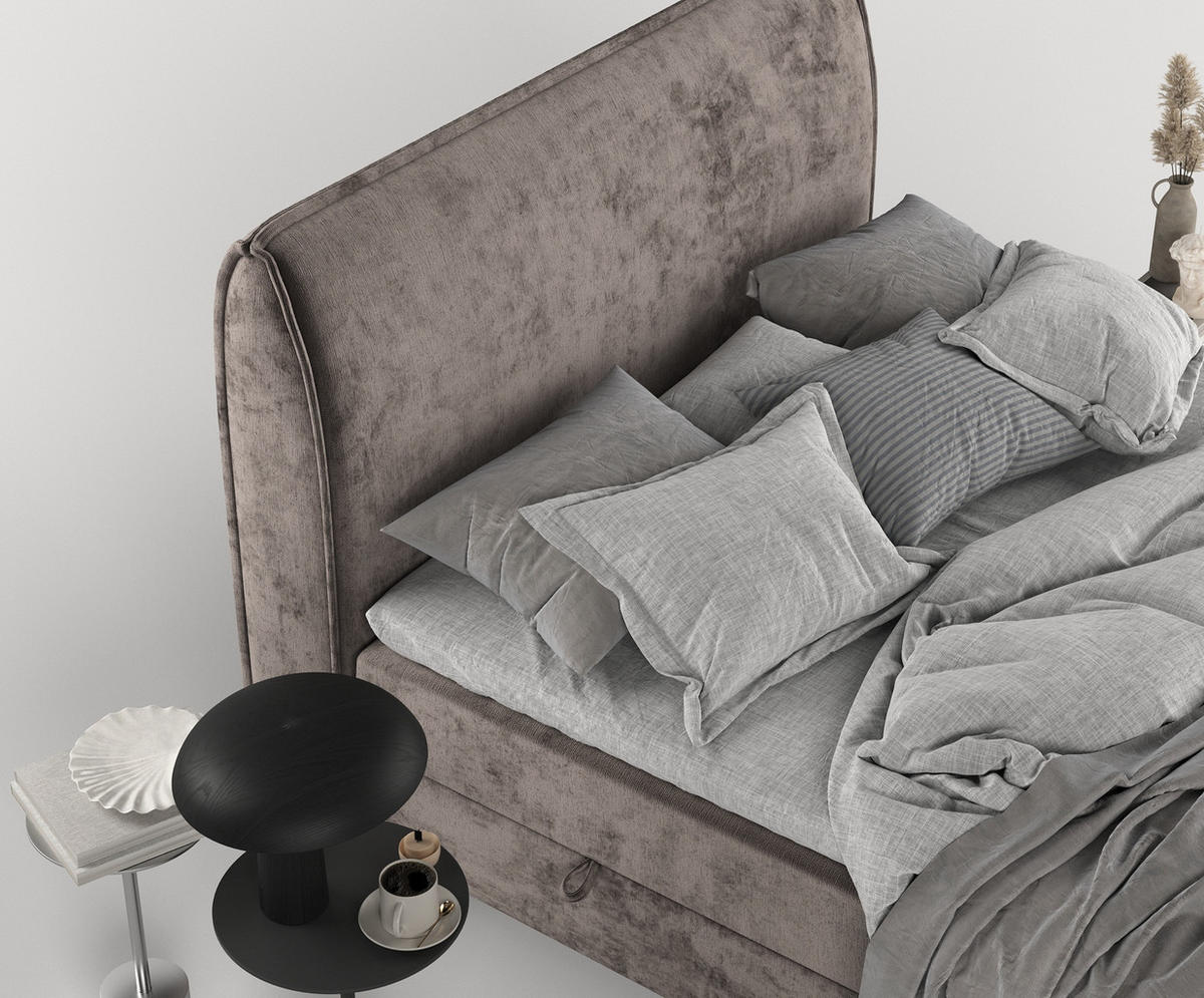 BOXBETT Melba Braun 160/200 cm mit Matratze und Topper - Schwarz/Braun, Holz/Holzwerkstoff (160/200cm) - Maison de Reve
