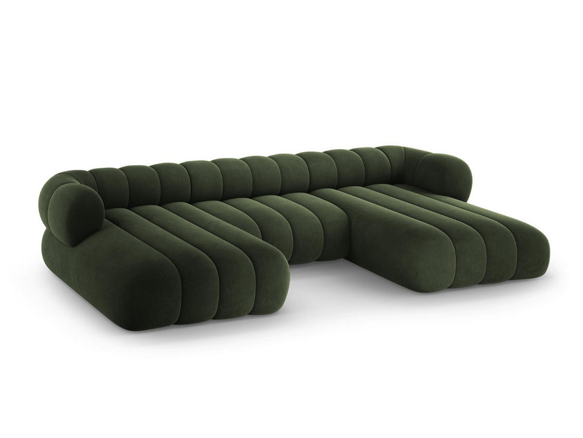 PANORAMASOFA Koge aus Samt grün 6 Sitzplätze - Grün, Textil (165/70/348cm) - Cosmopolitan Design