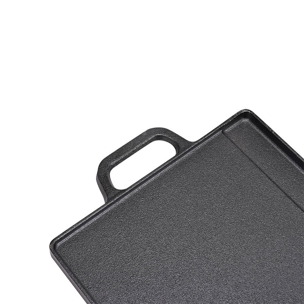 GRILLPFANNE aus Gusseisen mit Antihaftbeschichtung in Schwarz Wendbar einfache Reinigung komfortables Kochen 50 cm x 23 x 2 cm 3,62 kg - Schwarz, Metall (23/50/2cm) - Livingandhome