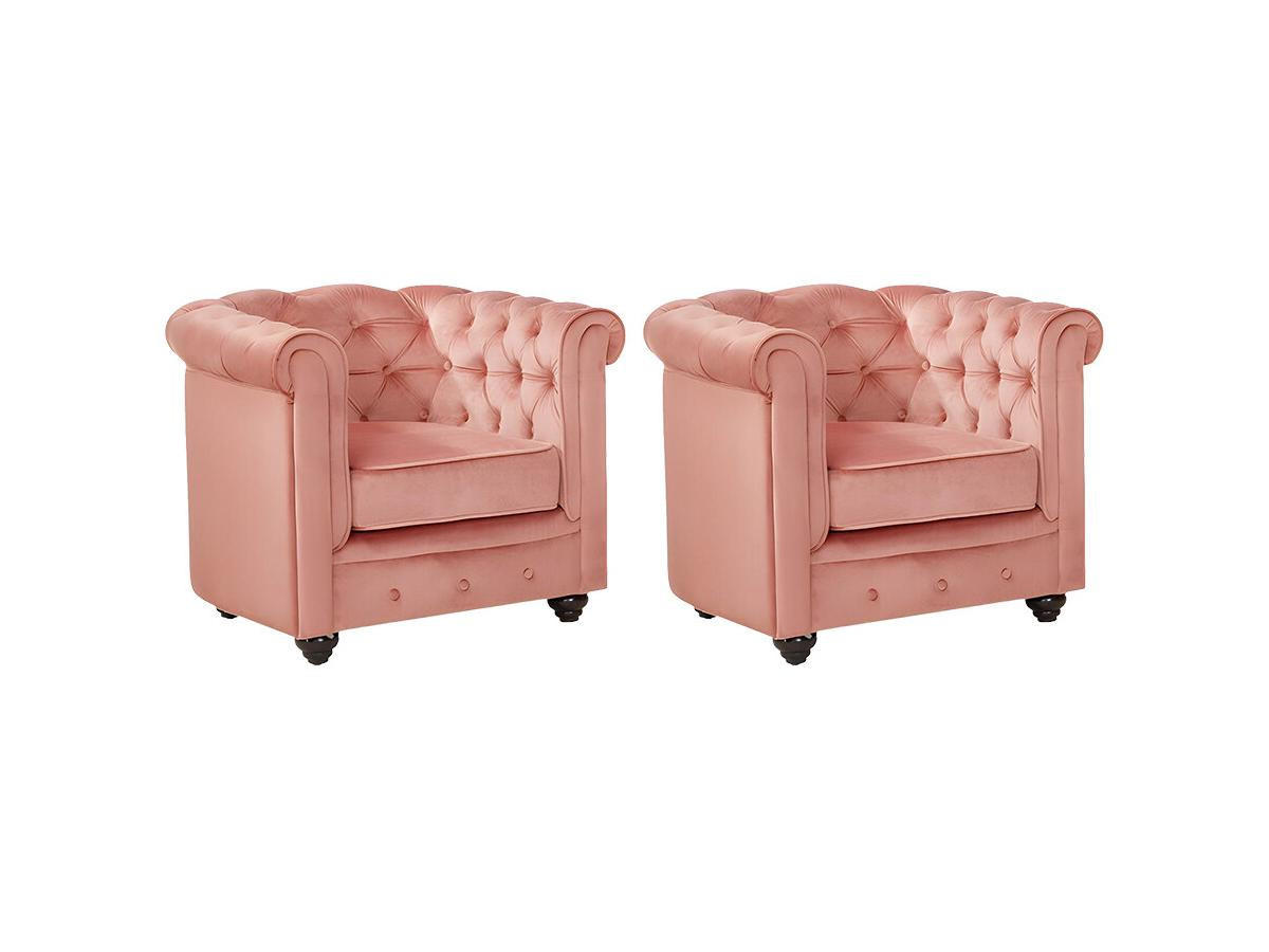 SESSEL 2er-Set - Samt - Rosa - CHESTERFIELD - Pink, Textil (78/72/82cm) - Vente-Unique