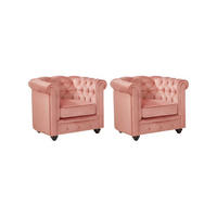 SESSEL 2er-Set - Samt - Rosa - CHESTERFIELD - Pink, Textil (78/72/82cm) - Vente-Unique