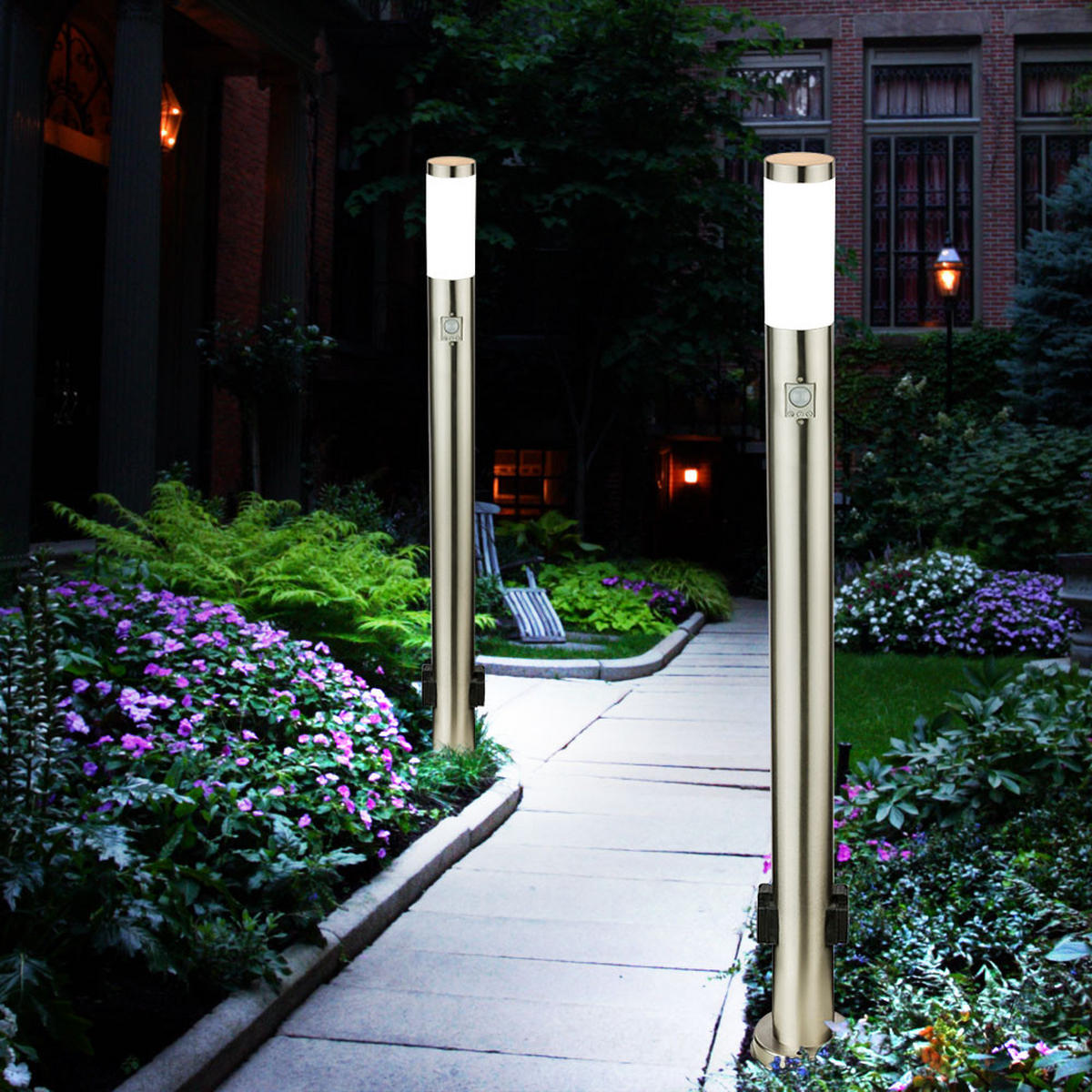 LED STEHLAMPE BOSTON Silber Modern 2er Set - Silberfarben, Metall (7.6/7.6/110cm) - Globo Lighting