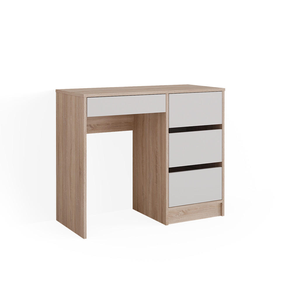 SCHREIBTISCH Sherry Sonoma 90 cm mit 4 Schubladen - Weiß/Sonoma Eiche, Holzwerkstoff (40/90/75cm) - Vicco