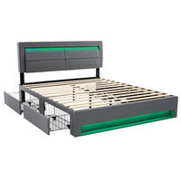 POLSTERBETT 140 x 190 cm mit USB-Anschluss - Grau, Holz/Textil (140/190cm) - KOMHTOM