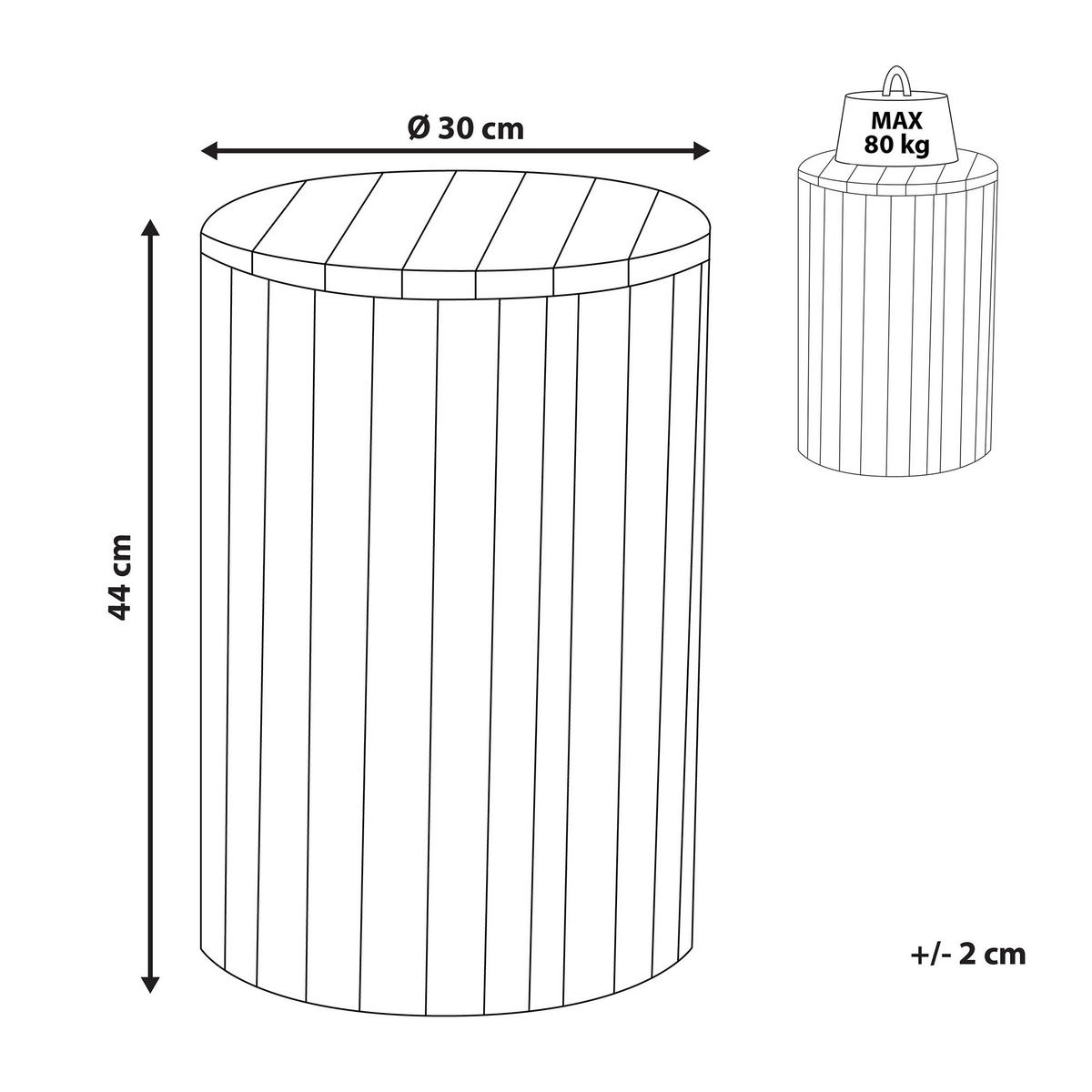 NACHTTISCH Teakholz hellbraun/weiß 30 cm Movas - Hellbraun/Weiß, Holz (30/30/44cm) - Beliani