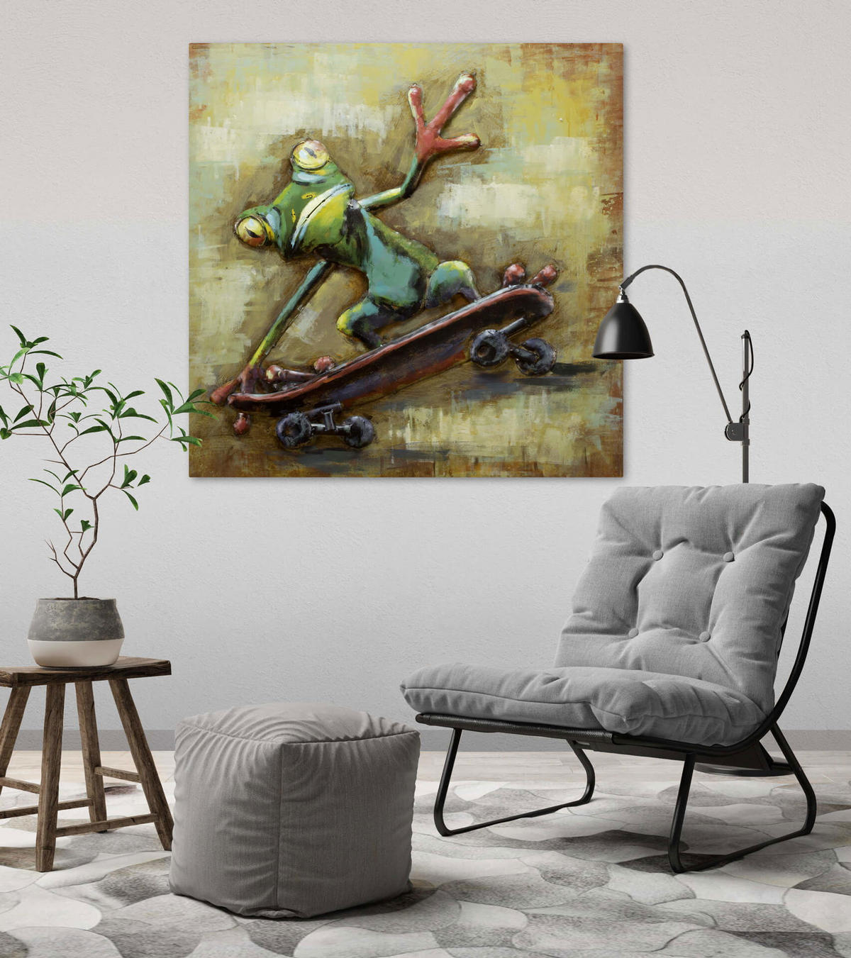 METALLBILD Grün 80/80 cm - Beige/Grün, Metall (4.6/80cm) - KUNSTLOFT
