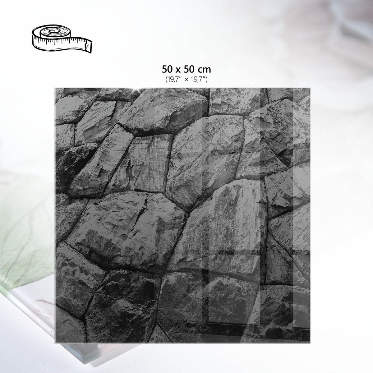TISCHPLATTE 50x50 cm – Steinstruktur - Beige, Glas (50/50/0.4cm) - Wallfluent