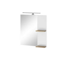 SPIEGEL S12 Weiß Hochglanz & Eiche Dekor 60/70/12 cm mit Beleuchtung - Weiß Hochglanz, Holzwerkstoff (60/70/12cm) - Livojo