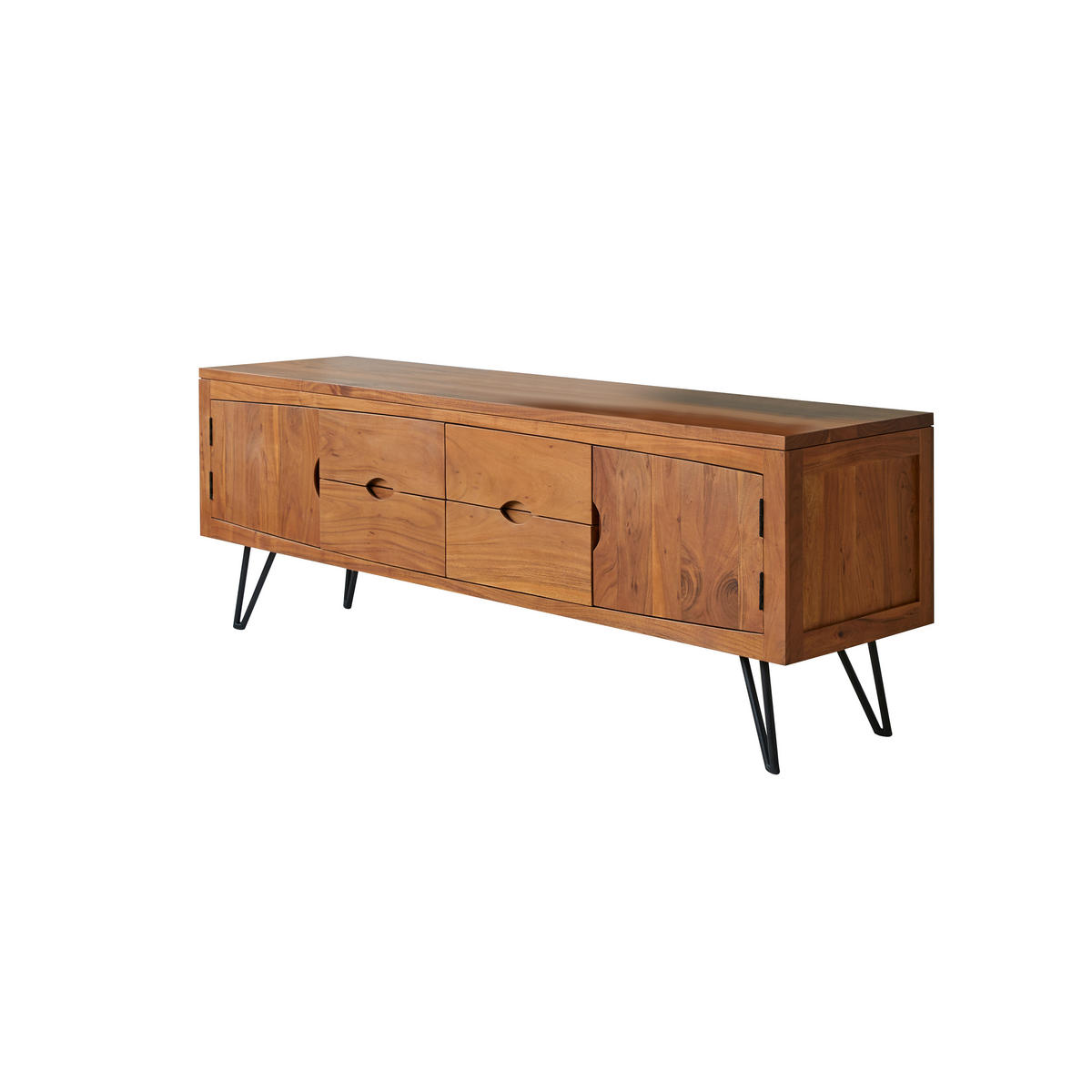 TV-SCHRANK Bonnie Dunkelbraun aus Akazie - Dunkelbraun, Holz (180/62/45cm) - Tikamoon
