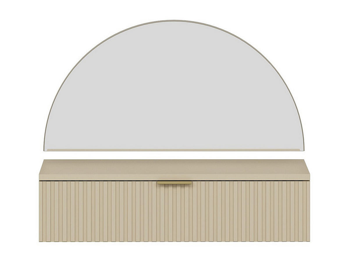 FRISIERTISCH hängend mit Spiegel & LED-Beleuchtung - 1 Schublade - Beige - FRALYN - Beige, Holz (80/60/35cm) - Vente-Unique