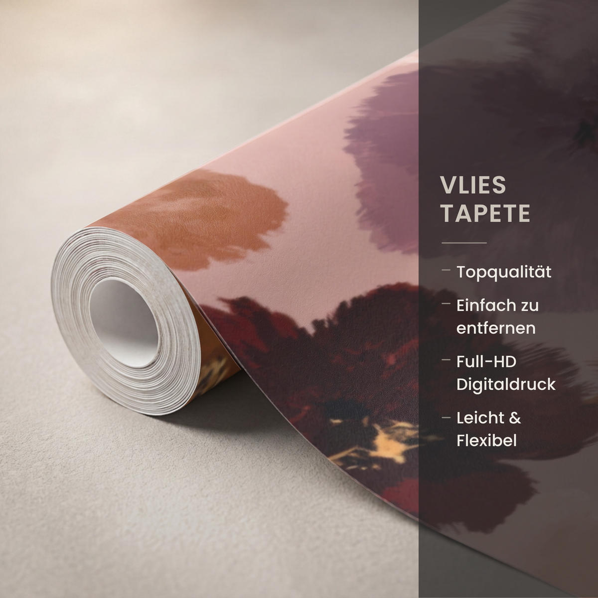 TAPETE - Blumen - Abstrakt - Erdtöne - 280x200 cm - Multicolor, Papier (280/200cm) - OnlyWow
