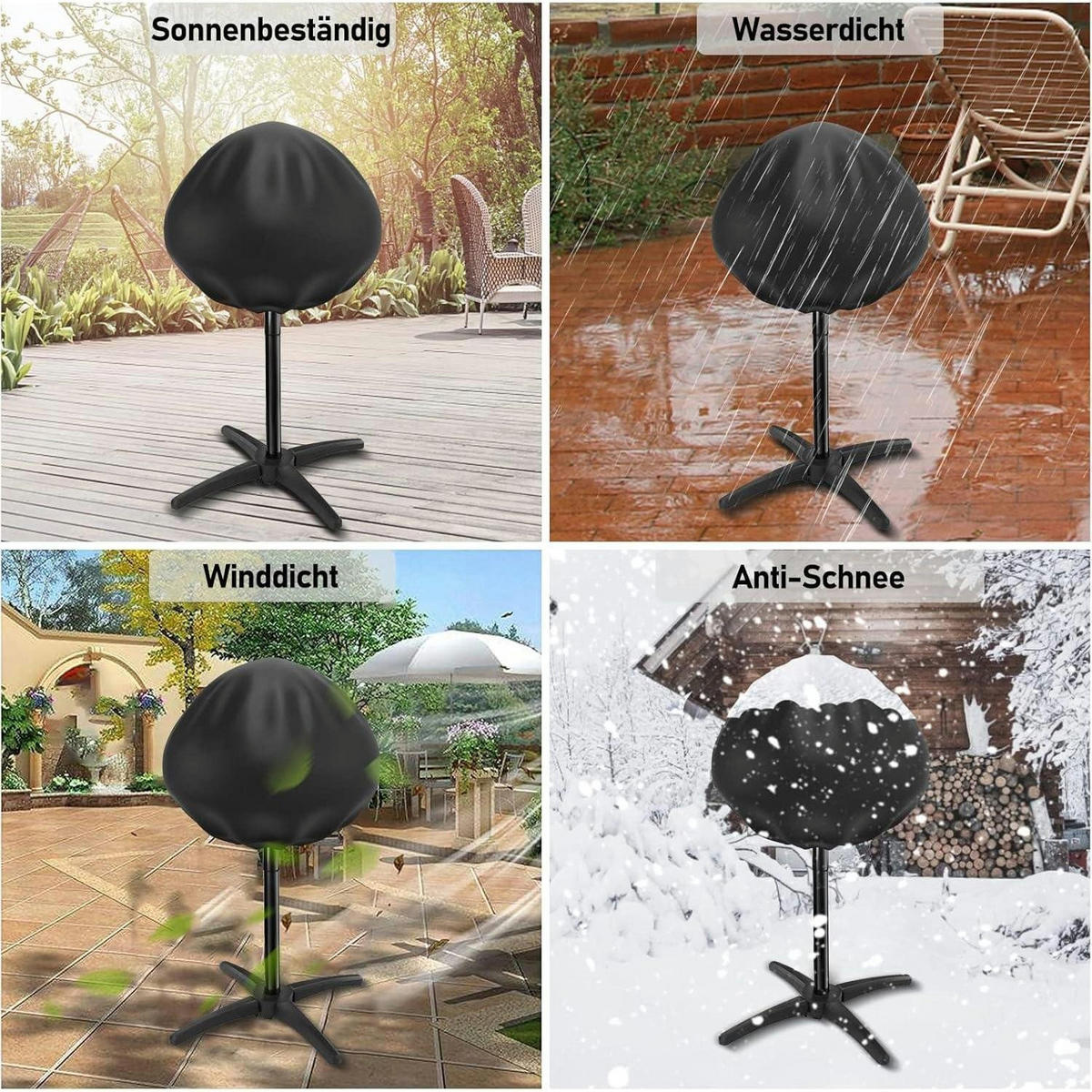 GRILLABDECKUNG wasserdicht Ø 50 cm - Schwarz, Kunststoff (49.5/44.9/49.5cm)