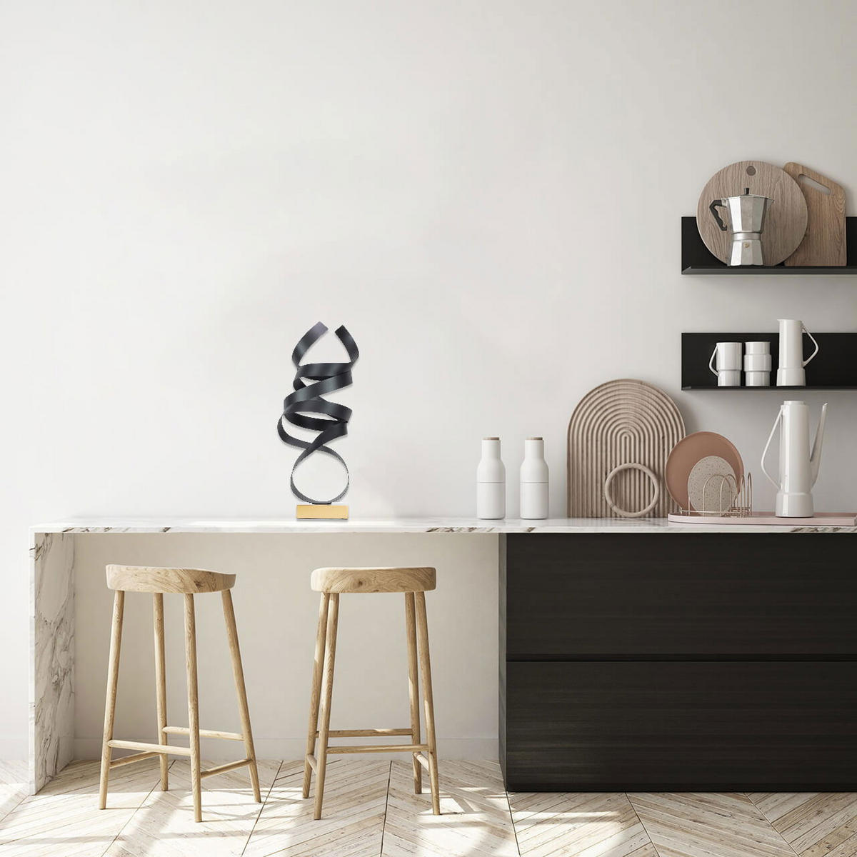 METALLSKULPTUR Schwarz 35/80 cm - Schwarz, Metall (2.5/80/20cm) - KUNSTLOFT