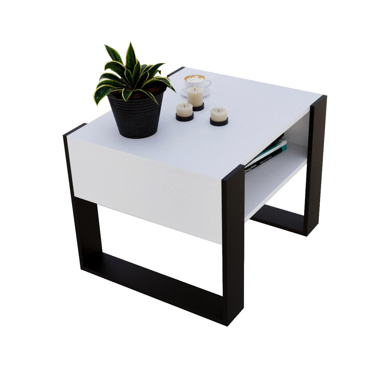 COUCHTISCH KARO 65 - Schwarz/Weiß, Holz (53.6/65/45cm) - Mat-Haus