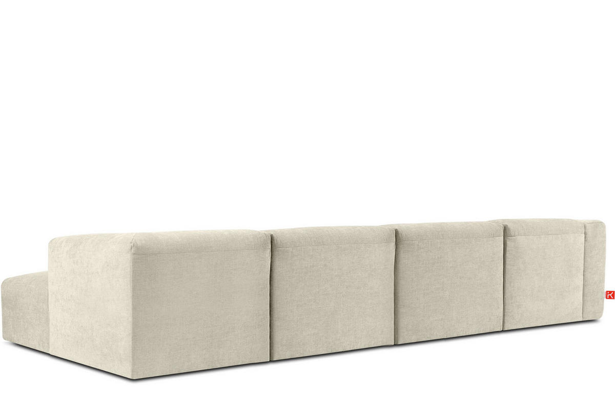 ECKMODULSOFA-RECHTS BUFFO 6-Sitzer mit extrem weicher Sitzfläche, Gewebestoff, ecru - Ecru, Textil (377/180cm) - KONSIMO®