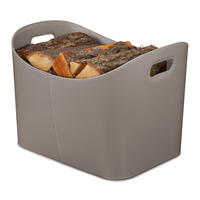 HOLZKORB - Anthrazit, Wellpappe/Kunststoff (53.5/36/41cm) - Relaxdays