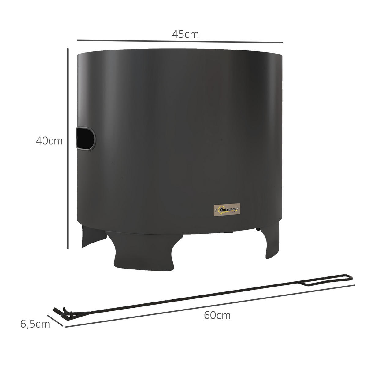 FEUERSCHALE DE-18843 tragbar, Ø45 cm Schwarz - Schwarz, Metall (45/40/45cm) - ComfortXL