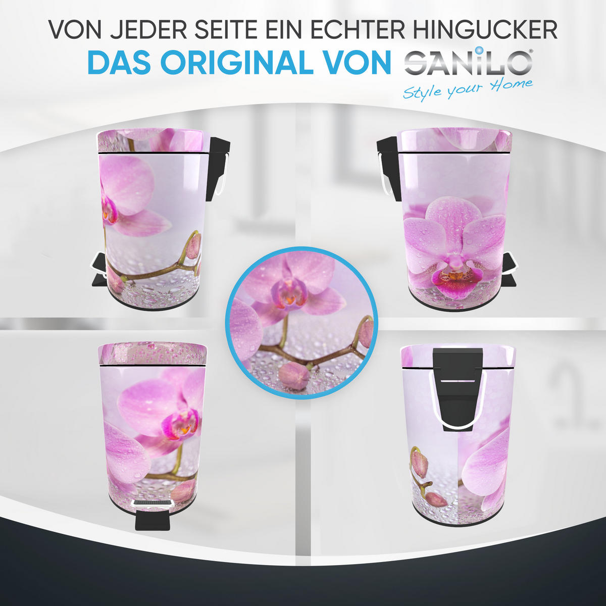 KOSMETIKEIMER Blooming - Pink/Hellrosa, Kunststoff/Metall (17/25/25cm) - Sanilo