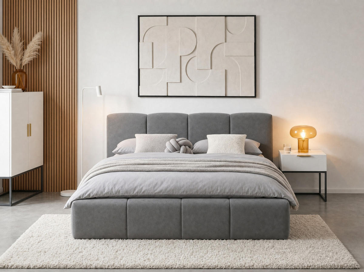 POLSTERBETT Amore Anthrazit 160/200 cm Samt mit Bettkasten - Anthrazit, Textil/Metall (160/200cm) - wonello