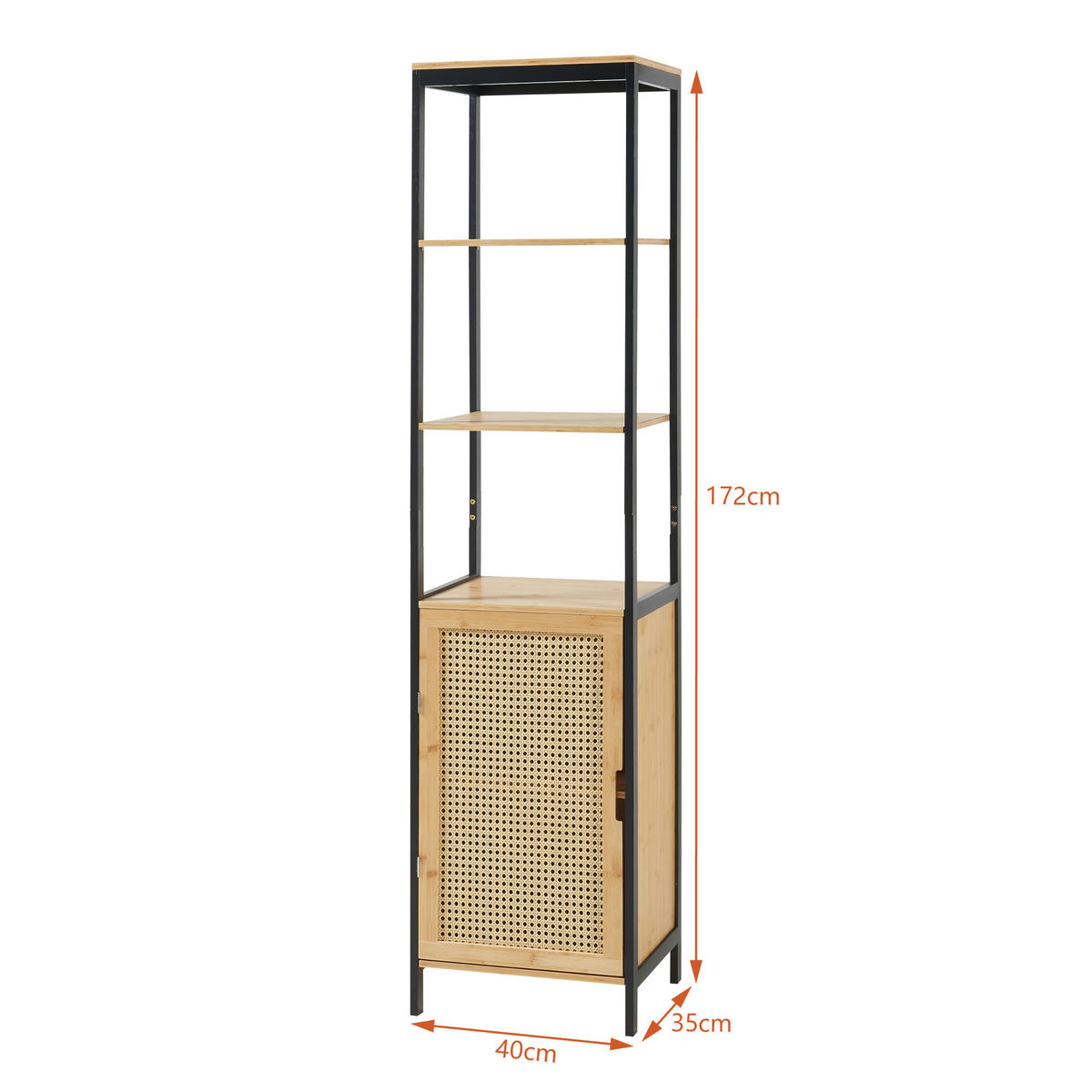 HOCHSCHRANK Tervola - Schwarz/Naturfarben, Naturmaterialien/Holzwerkstoff (40/172/35cm) - [en.casa]