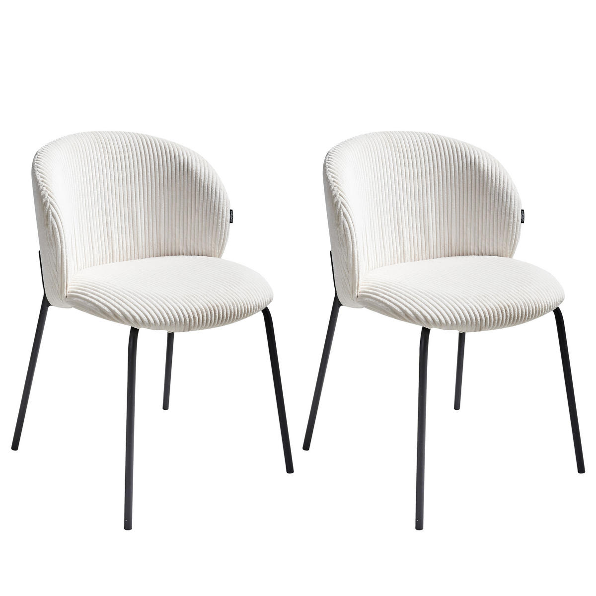 ESSZIMMERSTUHL 2er-Set Cremeweiß Miles - Schwarz/Weiß, Textil (53/83/55cm) - Beliani