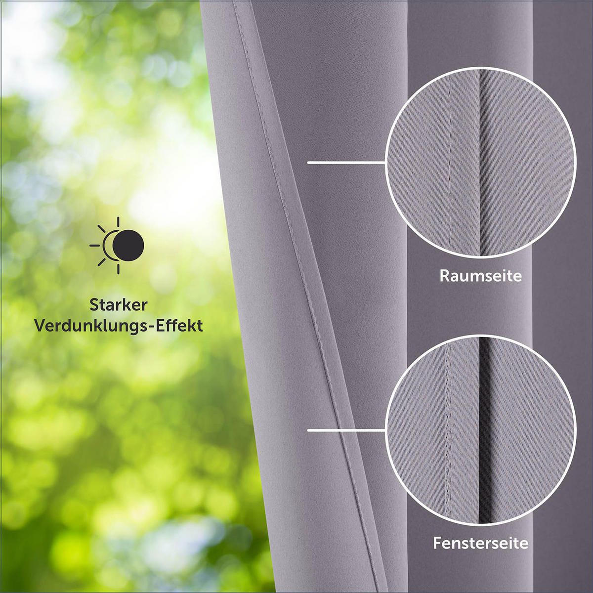 VERDUNKLUNGSVORHÄNGE Emelie 140/145 cm,2er-Set, mit Hitze- und Kälteschutz,Grau - Grau, Kunststoff (140/145cm) - Blumtal