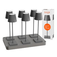 LED Akku-Tischlampe, Nuindie 3.0 6er-Set mit Ladestation, graphitgrau - Grau, Metall (38/10/38cm) - Sigor