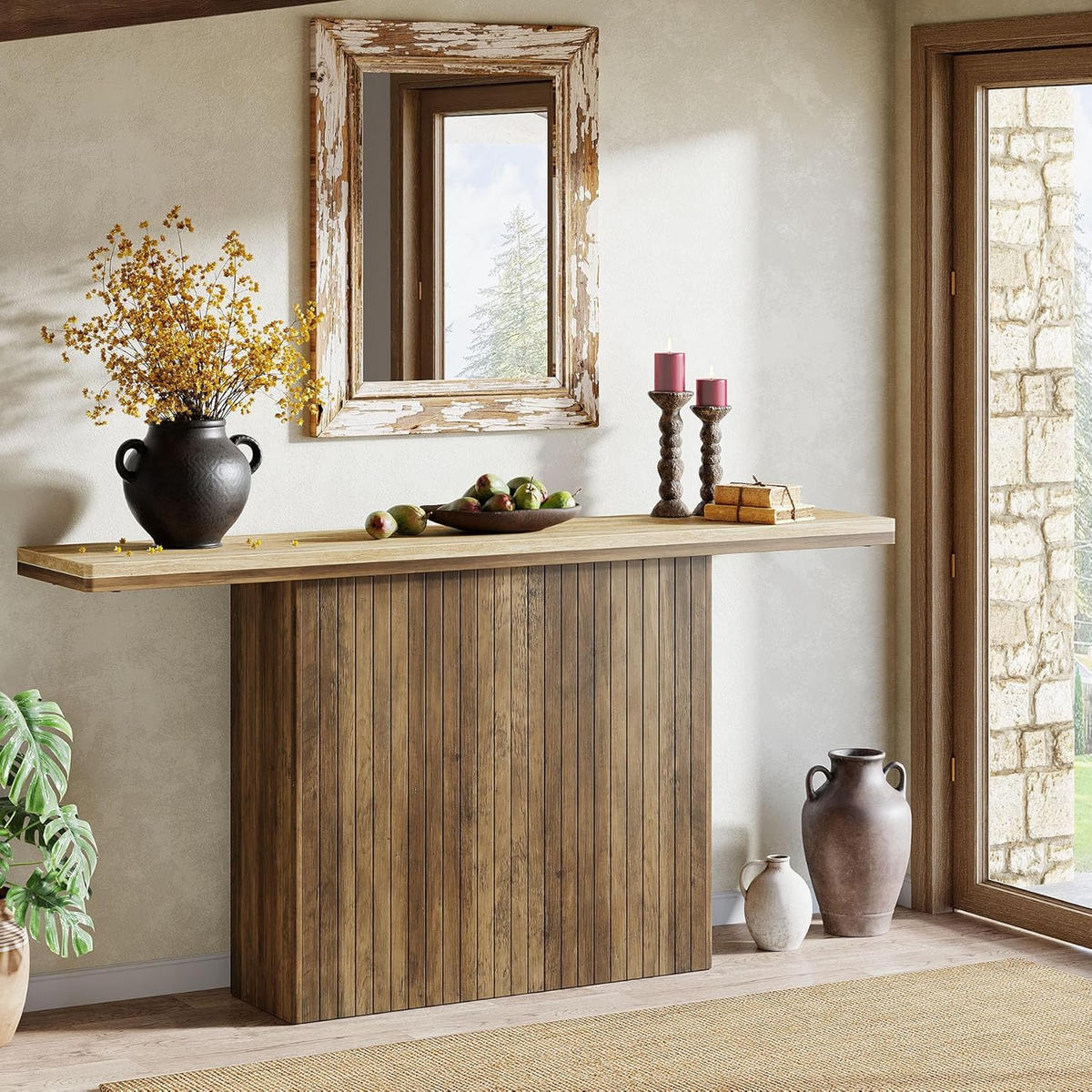 KONSOLENTISCH Holz Massivoptik 160 × 30 × 80 cm Natur - Ahornfarben, Holzwerkstoff (30/160/80cm) - Quality Elegance