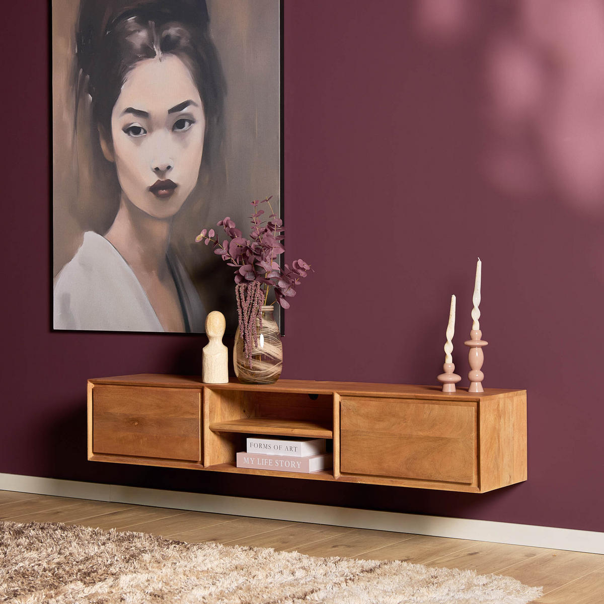LOWBOARD Mangoholz Naturfarben 160x35x30 cm - Naturfarben, Holz (160/30/35cm)
