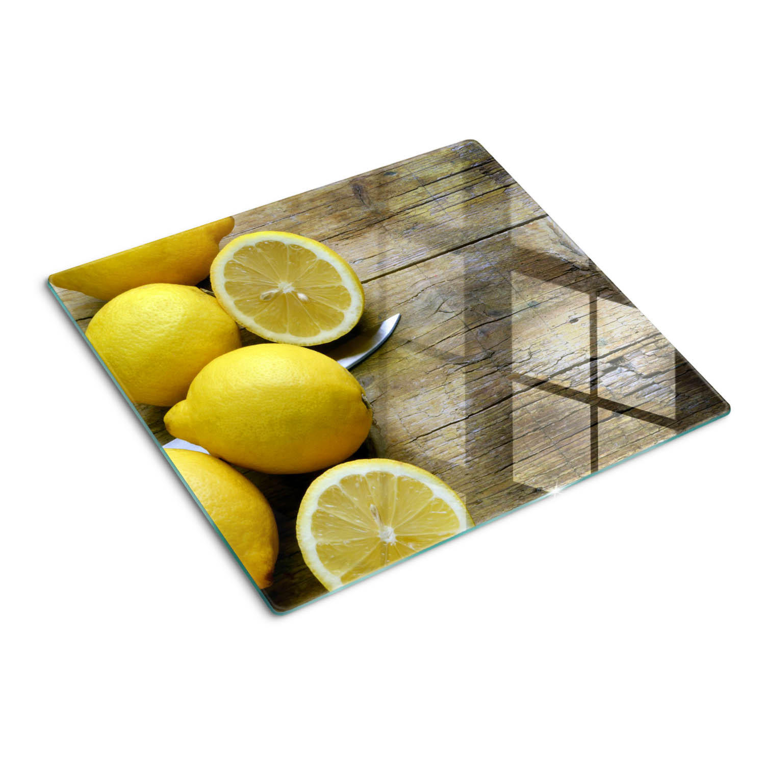 GLASPLATTE 60x52 cm Zitronen auf Holz - Gelb, Glas (60/0.4/52cm) - TULUP