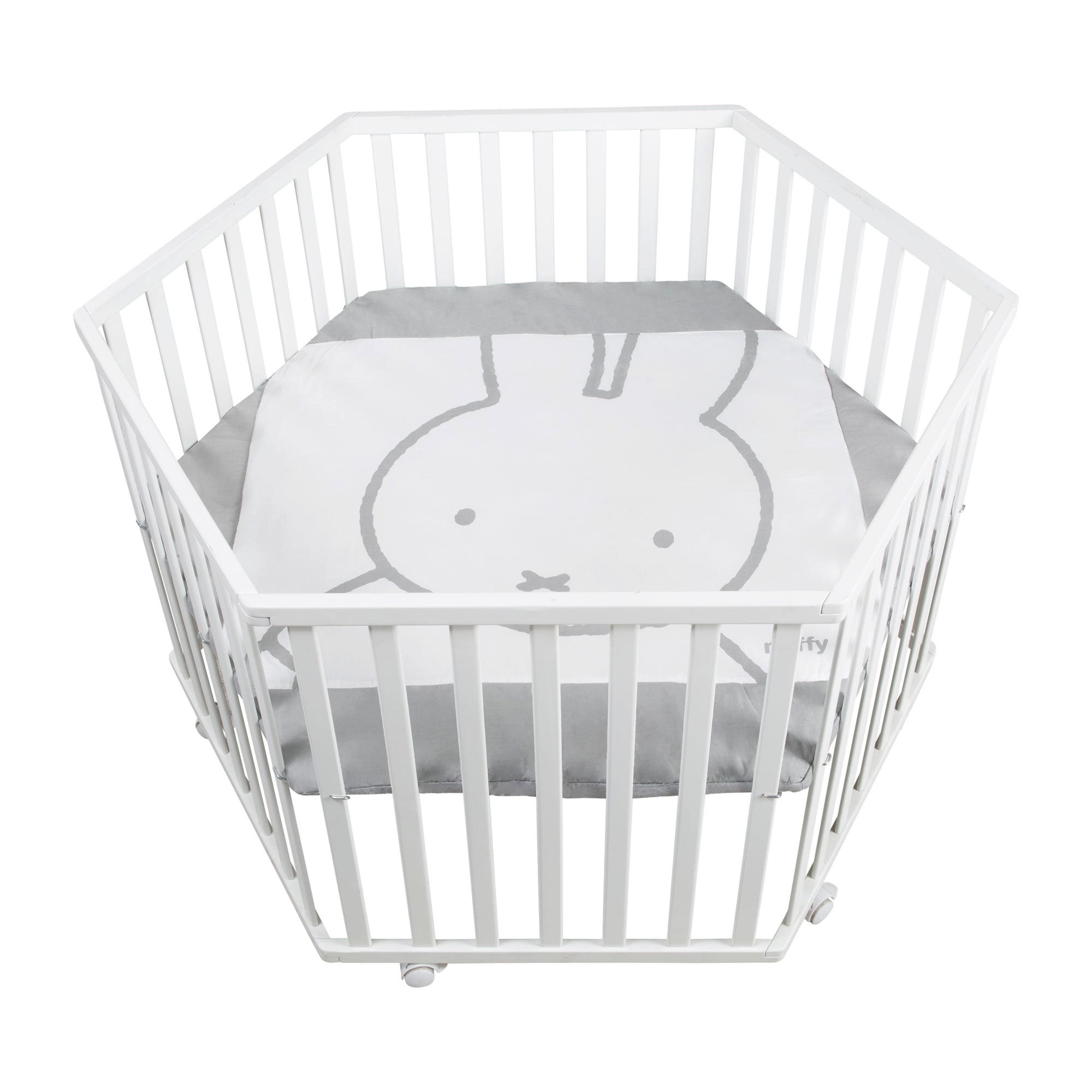 LAUFGITTER 6-eckig, Miffy - Weiß, Holzwerkstoff (118.5/72.5/103.5cm) - Roba