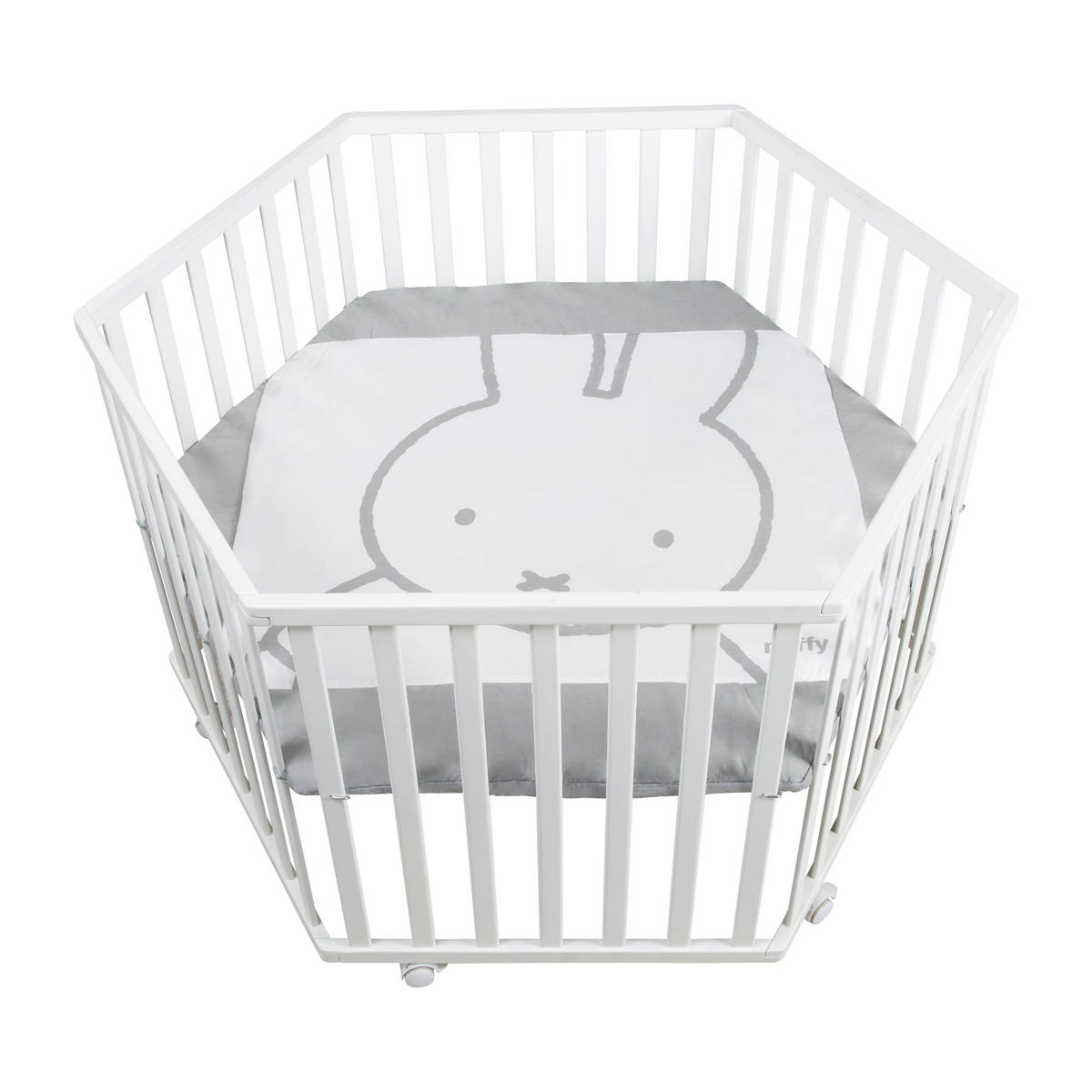 LAUFGITTER 6-eckig, Miffy - Weiß, Holzwerkstoff (118.5/72.5/103.5cm) - Roba