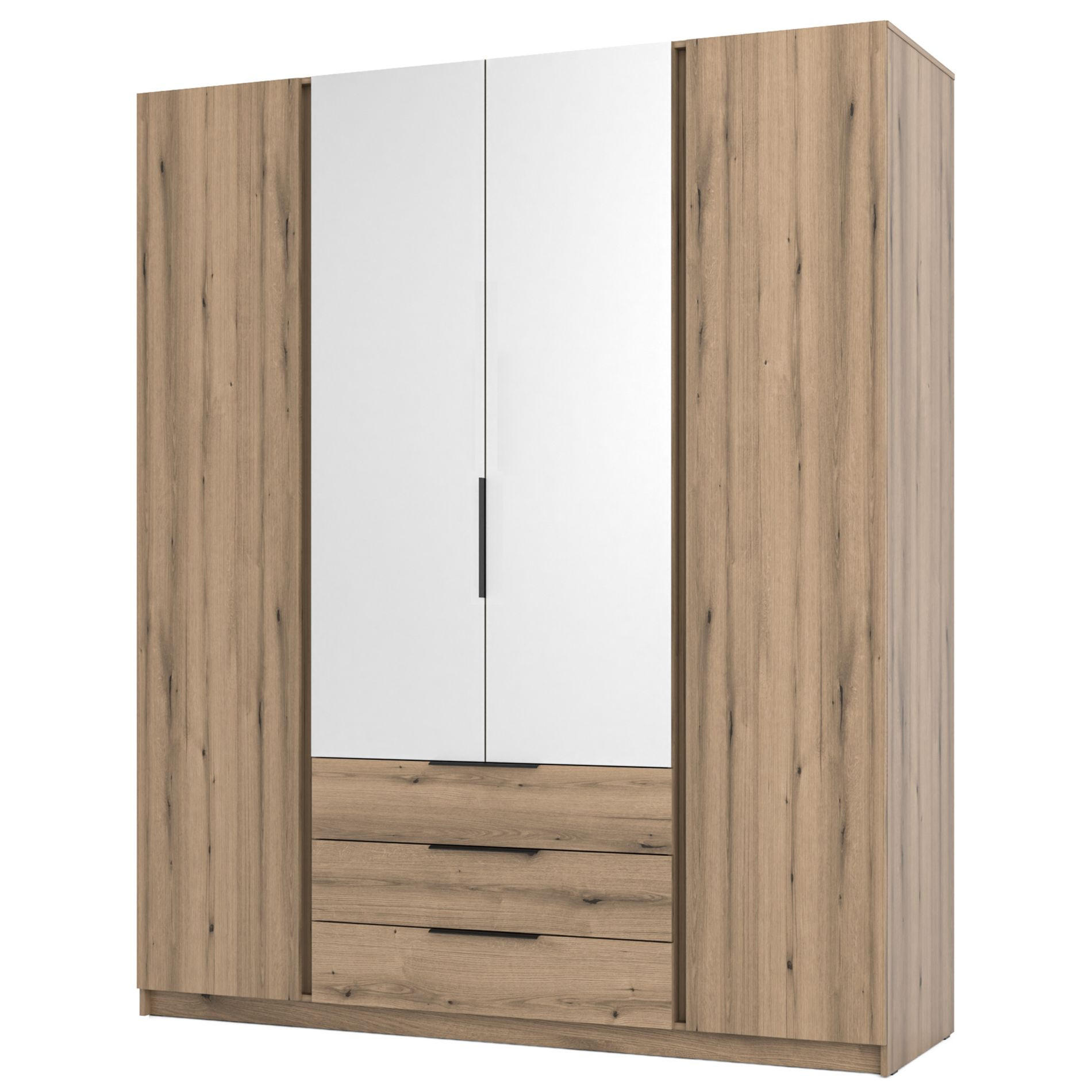 KLEIDERSCHRANK Kaja Eiche Evoke 200 cm - Eichefarben/Schwarz, Holzwerkstoff/Metall (200/239/61.9cm) - Selsey