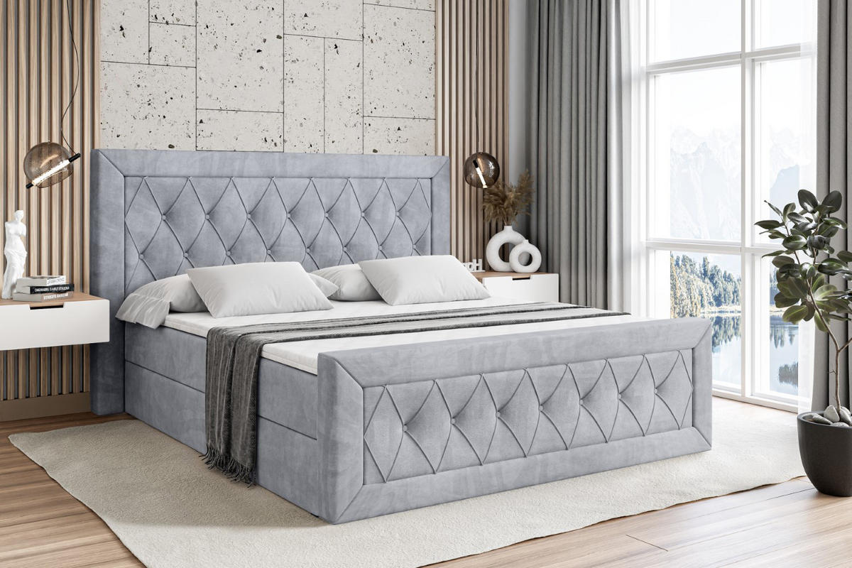 BOXBETT NOEL-Z - 120 x 200 - H4 - Hellgrau - Hellgrau, Holzwerkstoff (120/200cm) - ALTDECOR