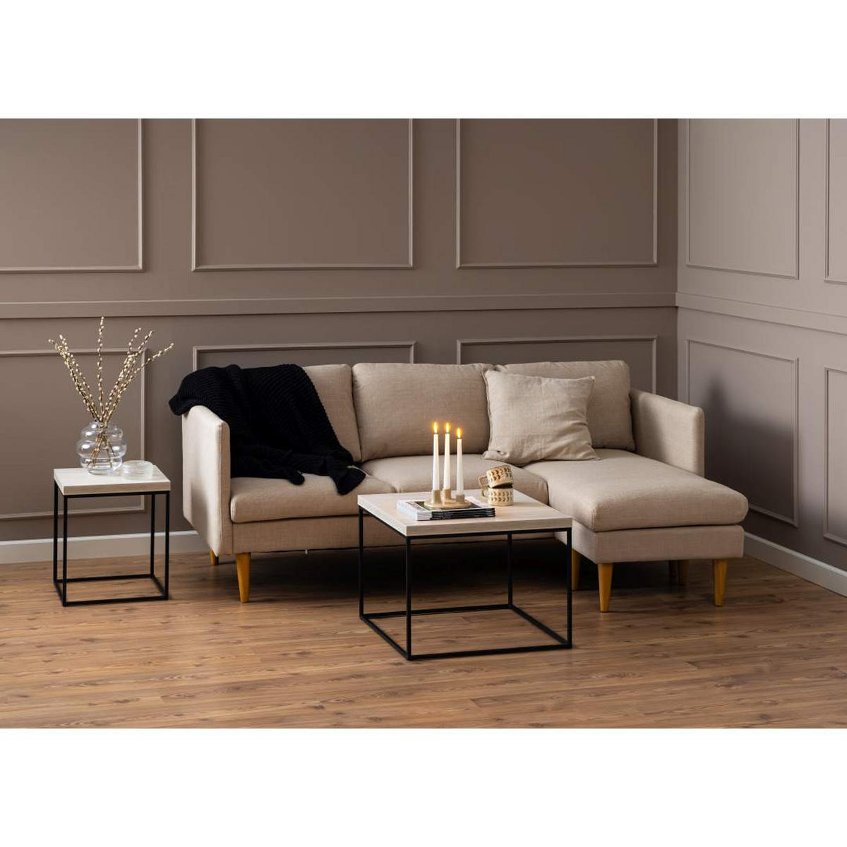 CHAISELONGSOFA, Milly, Beige, Stoff, 201 x 132 x 84 cm - Beige, Textil (201/84/132cm) - ebuy24